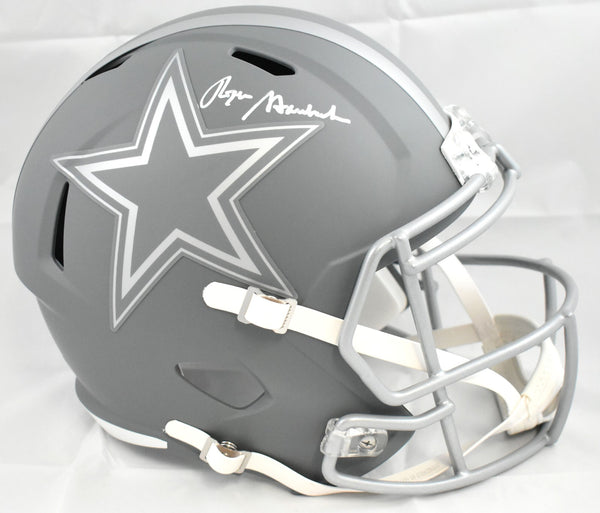Roger Staubach Autographed Dallas Cowboys F/S Slate Speed Helmet - Beckett Holo
