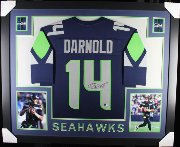 SAM DARNOLD (Seahawks blue SKYLINE) Signed Autographed Framed Jersey Beckett