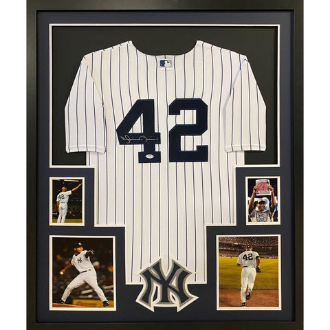 Mariano Rivera Autographed Signed Framed Pinstripe Yankees Jersey PSA/DNA