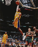 Lakers Kobe Bryant Signed 16x20 Vertical Dunking Framed Photo BAS #AD64069