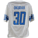 Jeff Okudah Signed Detroit Lions White Nike Jersey FAN 45991
