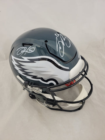 JALEN HURTS & SAQUON BARKLEY SIGNED EAGLES SPEEDFLEX HELMET FANATICS BECKETT