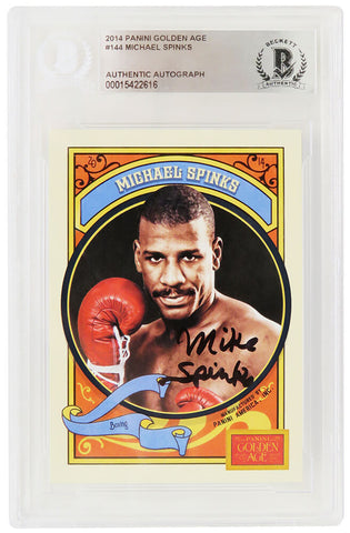 Michael Spinks Signed 2014 Panini Golden Age Boxing Card #144 -(Beckett Slabbed)