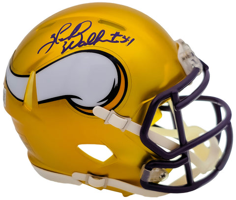 HERSCHEL WALKER AUTOGRAPHED VIKINGS FLASH YELLOW MINI HELMET BECKETT QR 202149