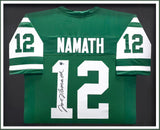 New York Jets Joe Namath Autographed Signed Framed Green Jersey Beckett Wit