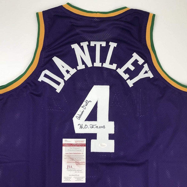 Autographed/Signed Adrian Dantley HOF 2008 Utah Purple Jersey JSA COA