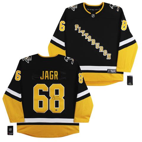 Penguins Jaromir Jagr Authentic Signed Black Fanatics Breakaway Jersey BAS Wit