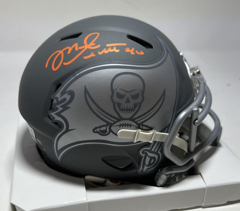 MIKE ALSTOTT Signed Riddell Slate Mini Helmet - Tampa Bay Buccaneers NFL - BAS
