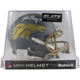 John Elway Autographed Denver Broncos Slate Mini Helmet Beckett Witness 50205