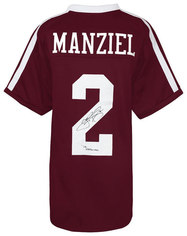 Johnny Manziel Signed Maroon Custom Football Jersey w/12 Heisman -(SCHWARTZ COA)