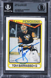 Penguins Tom Barrasso Authentic Signed 1990 O-Pee-Chee #65 Card BAS Slabbed