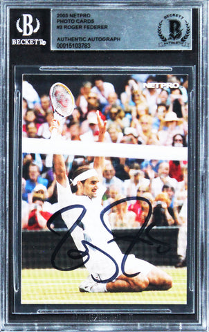 Roger Federer Authentic Signed 2003 Netpro #3 Rookie Card BAS Slabbed