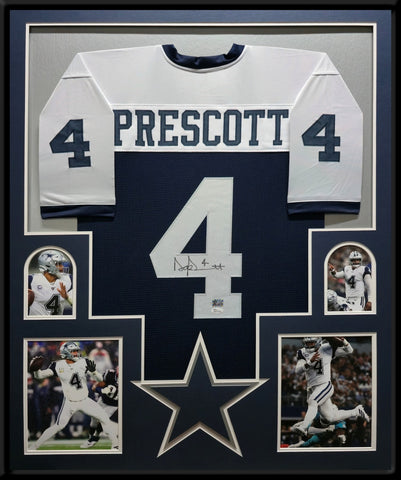 FRAMED DALLAS COWBOYS DAK PRESCOTT AUTOGRAPHED SIGNED JERSEY JSA COA