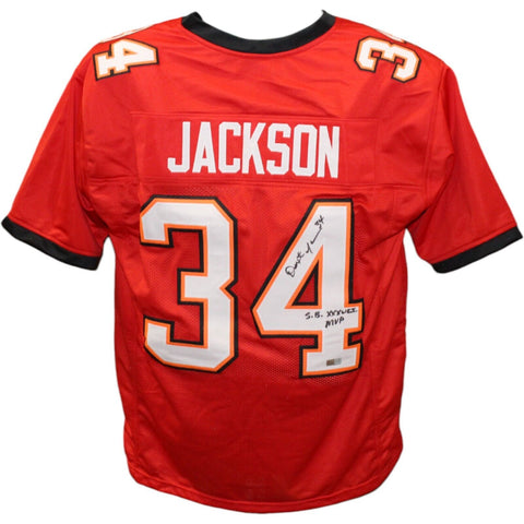 Dexter Jackson Autographed/Signed Pro Style Red Jersey SB MVP TRI 43423