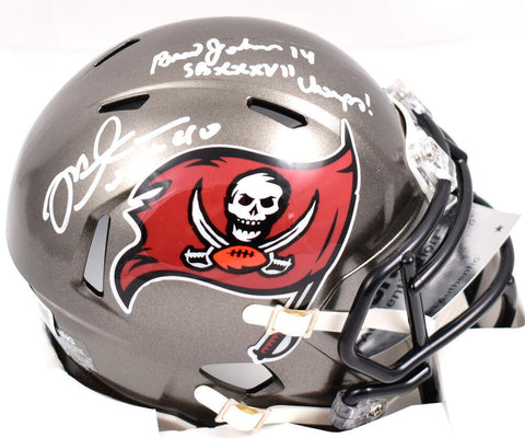 Mike Alstott Brad Johnson Signed Buccaneers Speed Mini Helmet w/SBC- BA W Holo