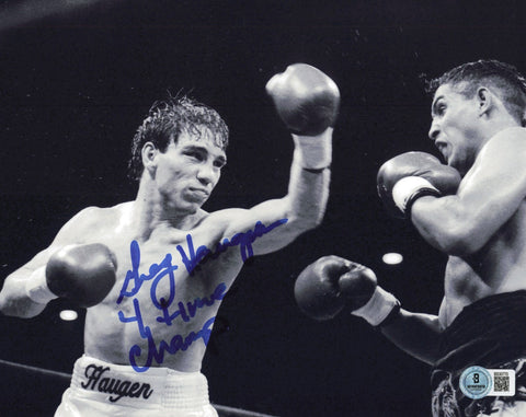 Greg Haugen Autographed Signed 8x10 Photo "4 Time Champ" Beckett BAS QR #BS30770
