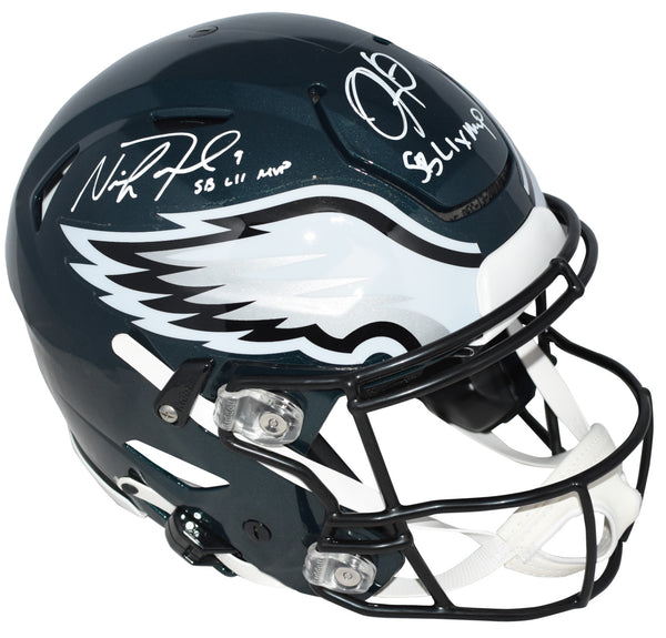 JALEN HURTS NICK FOLES SIGNED PHILADELPHIA EAGLES MVP AUTHENTIC SPEEDFLEX HELMET