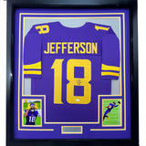 Framed Autographed/Signed Justin Jefferson 35x39 Color Rush Jersey JSA COA