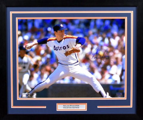 NOLAN RYAN AUTOGRAPHED HOUSTON ASTROS 16x20 FRAMED PHOTO COA