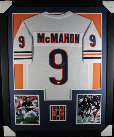 JIM MCMAHON (Bears white TOWER) Signed Autographed Framed Jersey JSA
