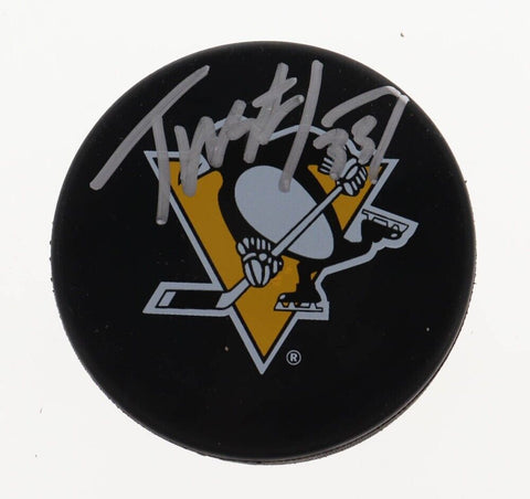 Tristan Jarry Signed Pittsburgh Penguins Logo Puck (Fanatics) 2xAll Star Goalie