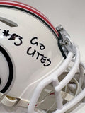 Jonah Elliss Autographed Utah Utes White Mini Helmet Inscribed "Go Utes" BAS COA