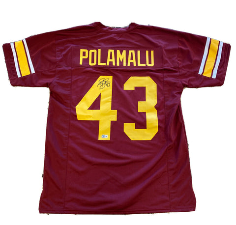 Troy Polamalu USC College Autographed Signed Framed Jersey BECKETT