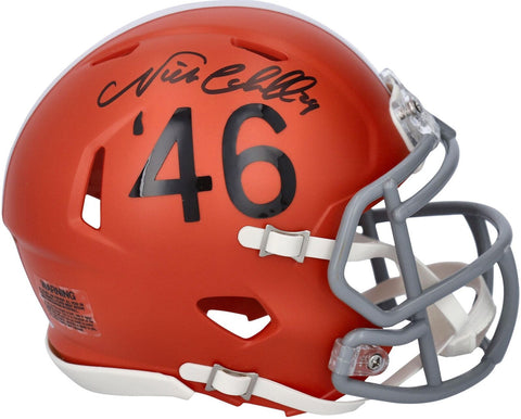 Nick Chubb Browns Signed Riddell 2021 Season Throwback Logo Speed Mini Helmet