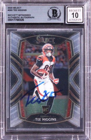 Bengals Tee Higgins Signed 2020 Select #260 Rookie Card Auto 10! BAS Slabbed