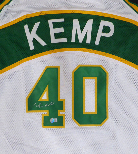 Seattle Supersonics Shawn Kemp Autographed White Jersey Beckett BAS QR #BE42206