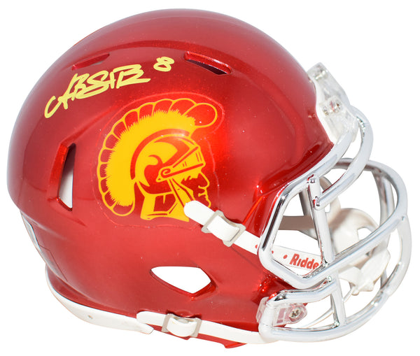 AMON-RA ST BROWN SIGNED USC TROJANS CHROME SPEED MINI HELMET BECKETT