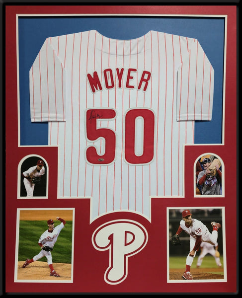 FRAMED PHILADELPHIA PHILLIES JAMIE MOYER AUTOGRAPHED SIGNED JERSEY PLAYBALL COA