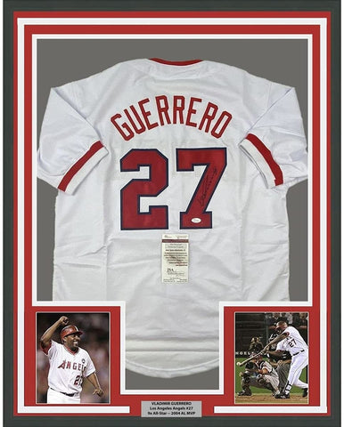 FRAMED Signed VLADIMIR VLAD GUERRERO 35x39 LA White Jersey JSA COA