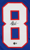 Steve Tasker Authentic Signed Blue Pro Style Jersey Autographed BAS Witnessed