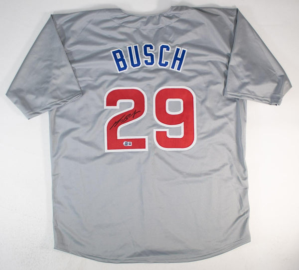 Michael Busch Signed Chicago Cubs Gray Road Jersey (Beckett) 1st Baseman