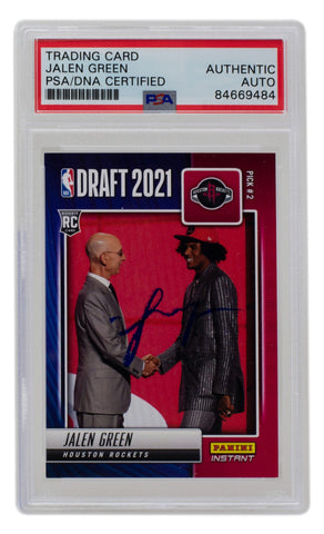 Jalen Green Signed Rockets 2021 Panini Instant Draft Rookie Card #DN2 PSA/DNA