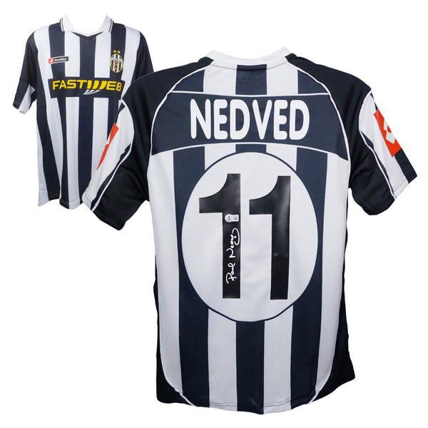 Pavel Nedved Signed Juventus FC Home Soccer Jersey #11 with Beckett Witness