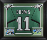 A.J. Brown Authentic Signed Green Pro Style Framed Jersey Autographed BAS Wit