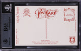 Cardinals Bob Gibson Signed 3.5x5.5 1980 Perez-Steele HOF Postcard #175 BAS Slab