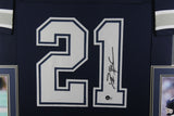 Deion Sanders Autographed/Signed Pro Style Framed Blue XL Jersey BAS 40146
