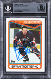 Islanders Bryan Trottier Authentic Signed 1990 Topps #291 Card BAS Slabbed