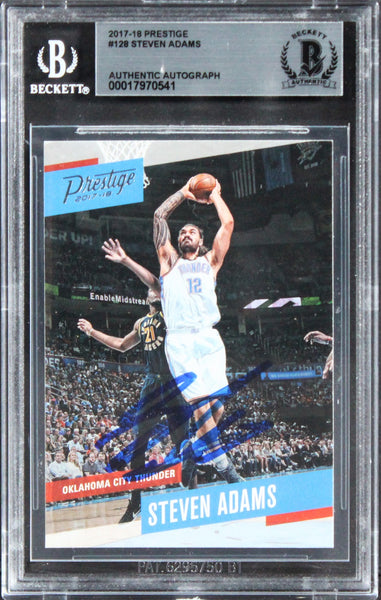 Thunder Steven Adams Authentic Signed 2017 Prestige #128 Card BAS Slabbed