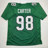 Autographed/Signed Jalen Carter Philadelphia Kelly Green Football Jersey BAS COA