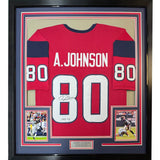 FRAMED Signed ANDRE JOHNSON 35x39 Houston Red Jersey JSA COA Auto