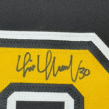 Framed Autographed/Signed Tim Thomas 35x39 Boston Black Jersey JSA COA