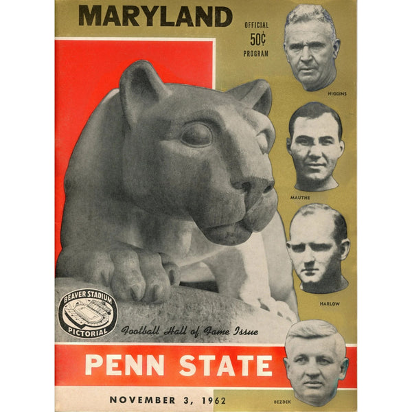 Unautographed Magazine Penn State Nittany Lions vs Maryland 1962 Program 58472