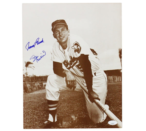 Johnny Bench and Stan Musial Signed Boston Orioles Unframed 11x14 Kneeling Photo