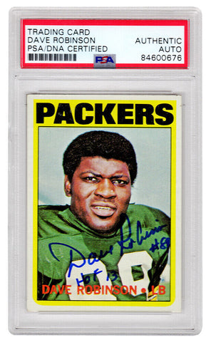 Dave Robinson Autographed Packers 1972 Topps Card #116 w/HOF 2013 -(PSA)
