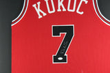 TONY KUKOC (Bulls red TOWER) Signed Autographed Framed Jersey JSA