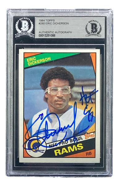 Eric Dickerson Signed 1984 Topps #280 Los Angeles Rams Rookie Card HOF 99 BAS